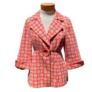 3 Sisters Sz Small Pink 1 Button Whimsical Cotton Blazer